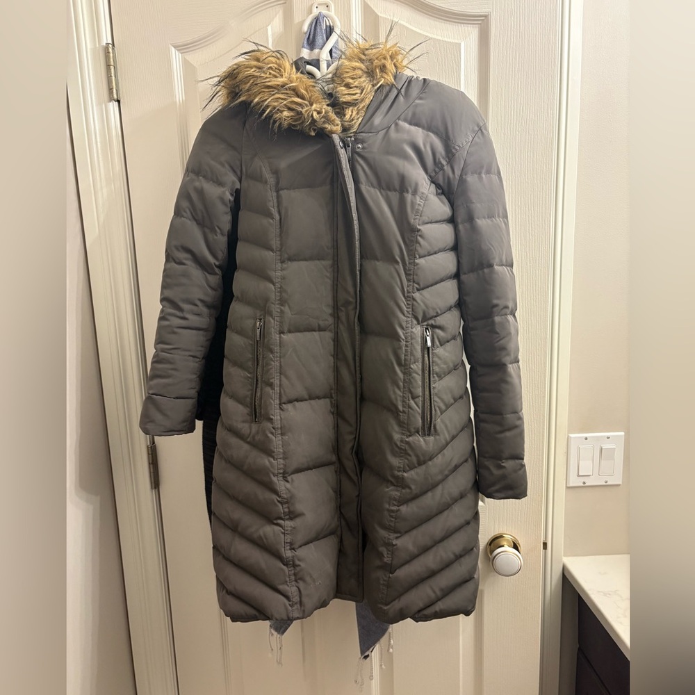 Cole Haan Women's Down Puffer Coat with Faux Fur Hood